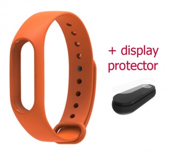  Ремінець для браслета Xiaomi Mi Band 2 Orange + display protector